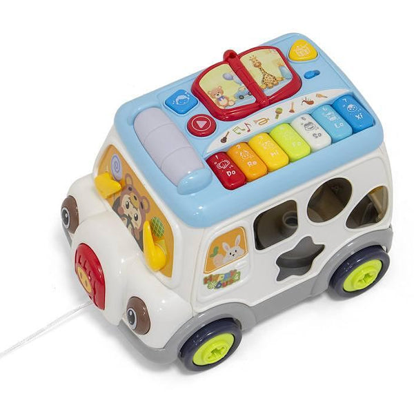Bus Musical Éducatif à Tirer – Jouet Multifonction avec Sons et Lumières