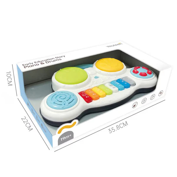 Jouet Musical 2-en-1 : Piano & Tambours d’Éveil
