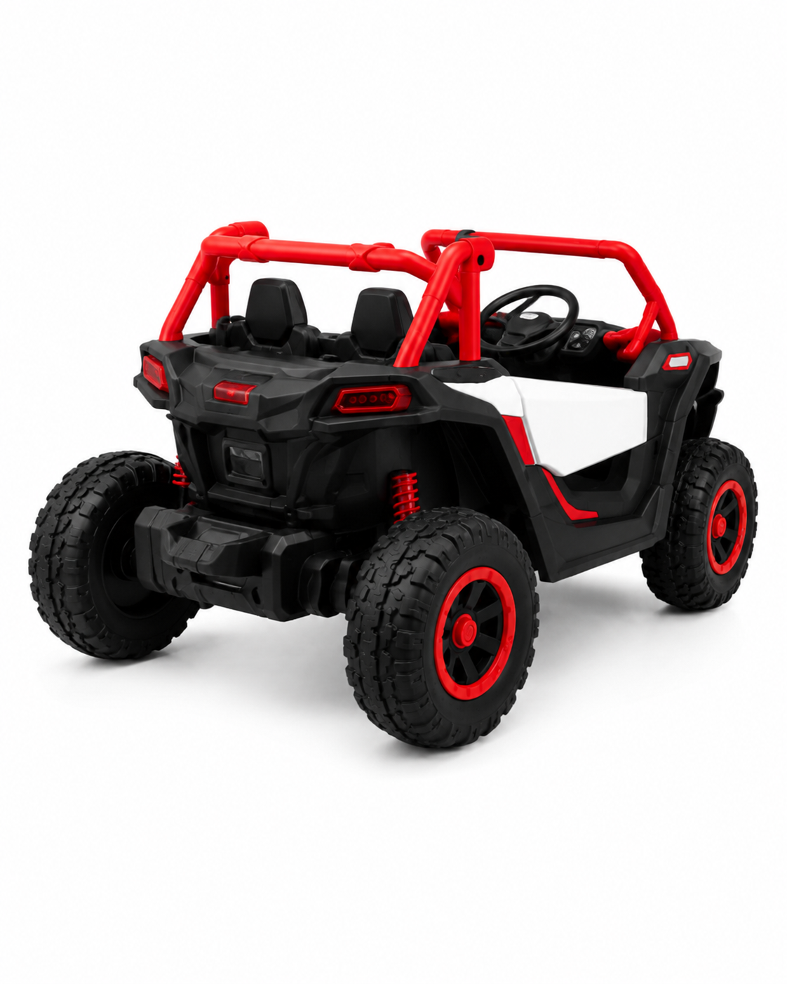 Voiture Électrique Enfant Buggy Rouge et Noir – Tout-Terrain, Grandes Roues & Style Aventure