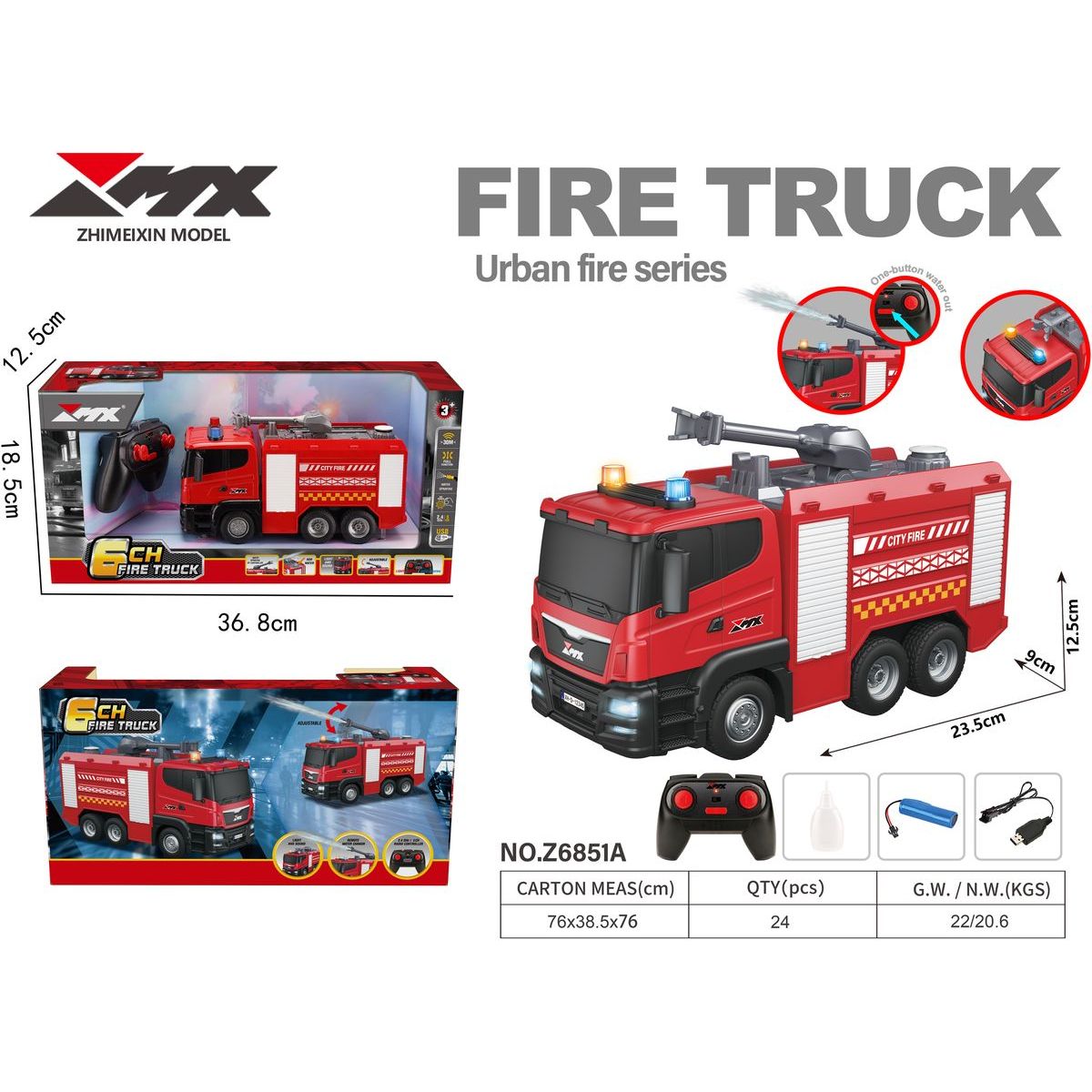 Camion de pompiers radiocommandé Alltoys avec lance à incendie 2,4 GHz