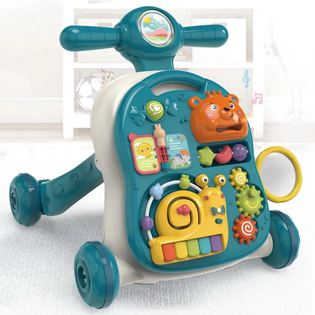 Trotteur, Pousseur et Table d'Activités 3-en-1  – Modèle Moto Musical et Lumineux