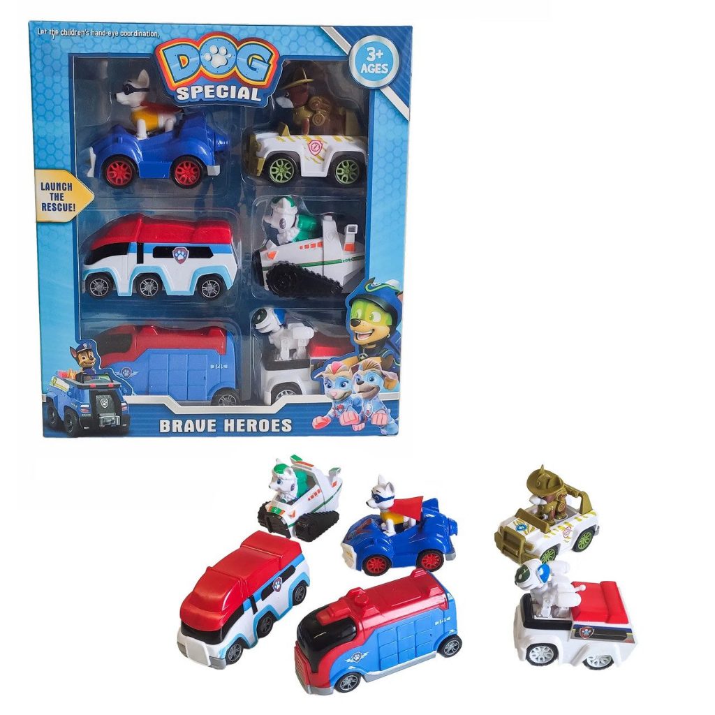 Coffret de 6 Véhicules de Secours avec Figurines Chiens Héros – Dès 3 Ans