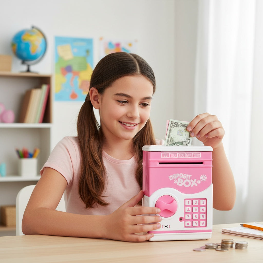 Tirelire Coffre-Fort Électronique Rose – Code Secret et Avalage Automatique dès 3 Ans