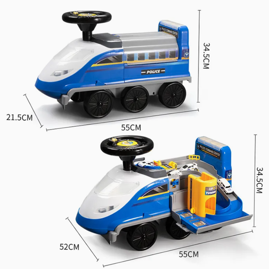 Rail Express 2-en-1 – Rampe « High-Speed » + Mini Voiture (Design Locomotive)