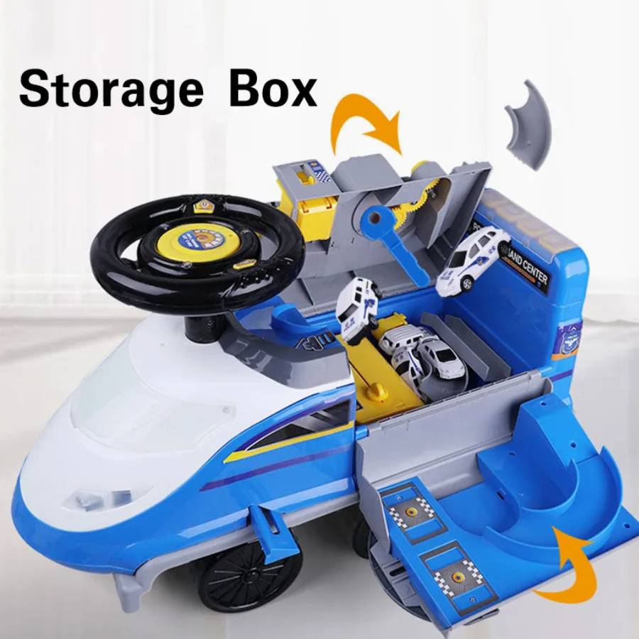 Rail Express 2-en-1 – Rampe « High-Speed » + Mini Voiture (Design Locomotive)