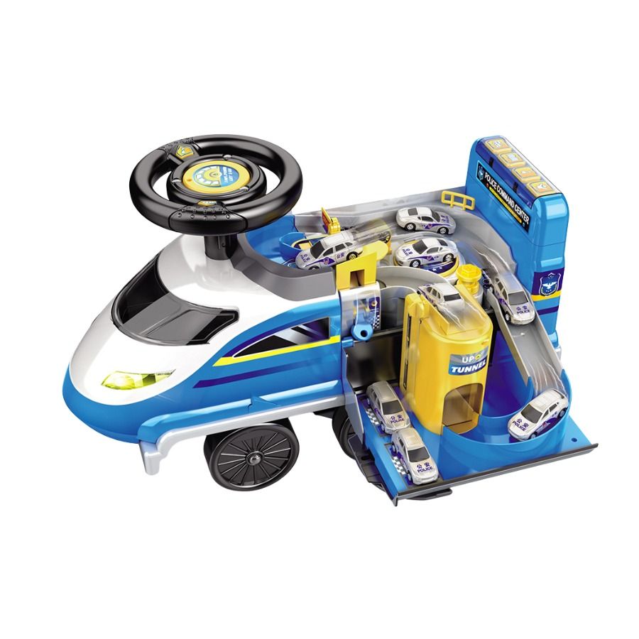 Rail Express 2-en-1 – Rampe « High-Speed » + Mini Voiture (Design Locomotive)