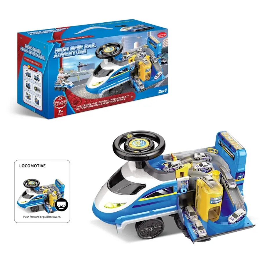 Rail Express 2-en-1 – Rampe « High-Speed » + Mini Voiture (Design Locomotive)