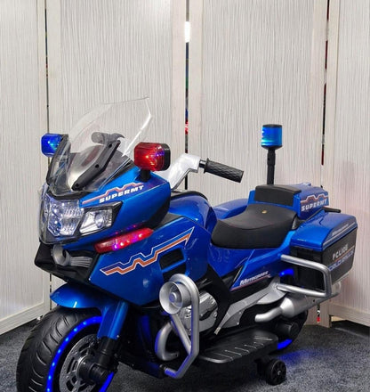 Moto électrique de police pour enfants Bleu