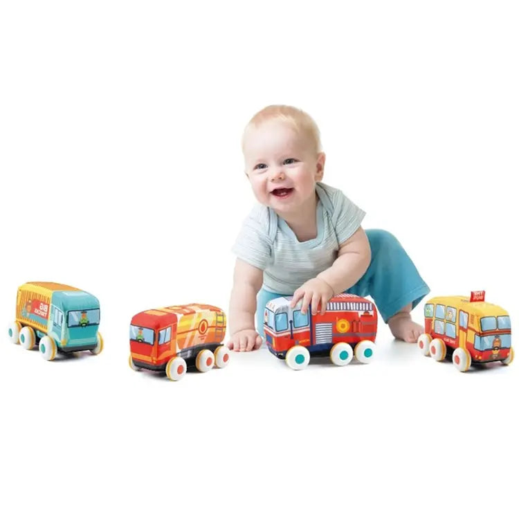 Coffret de 2 Véhicules en Tissu à Friction – Bus et Camion Dès 12 Mois
