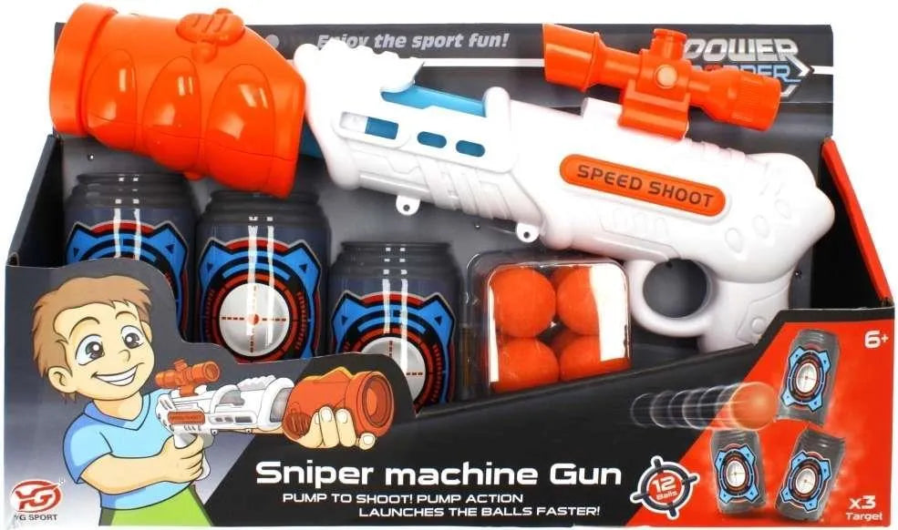 Fusil à Pompe "Power Popper" – Lanceur de Balles en Mousse (Kit de Tir avec 3 Cibles)
