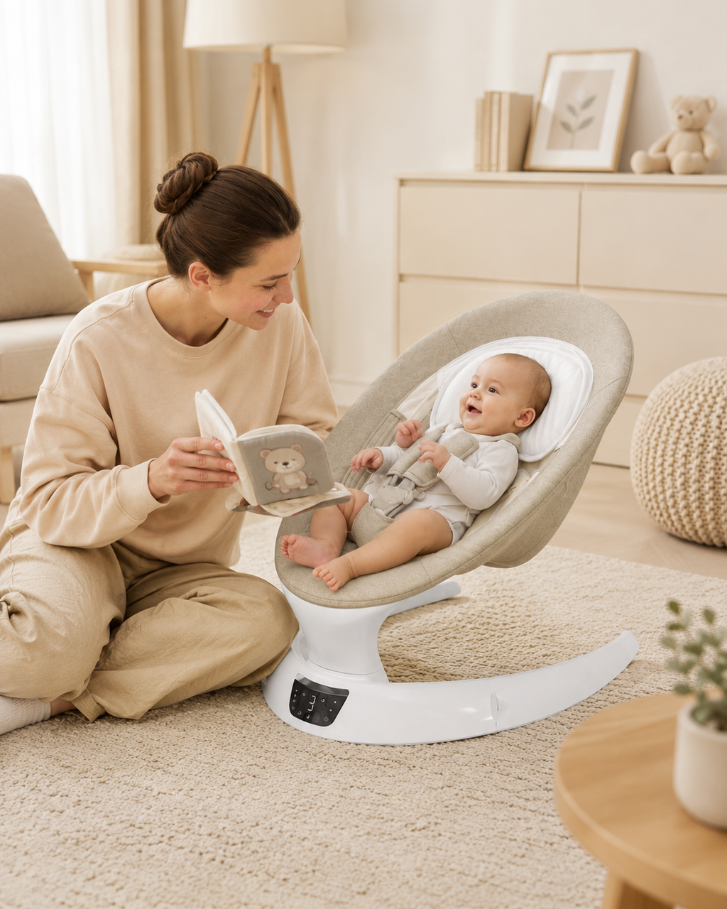 Balancelle Électrique Kidilo avec Moustiquaire – Transat Bébé Réglable dès la Naissance