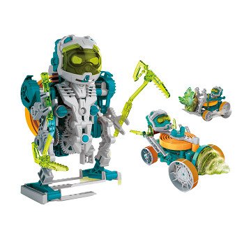 lementoni Science & Play Robotics Space Miner 3-in-1 construction kit featuring a green and white humanoid robot