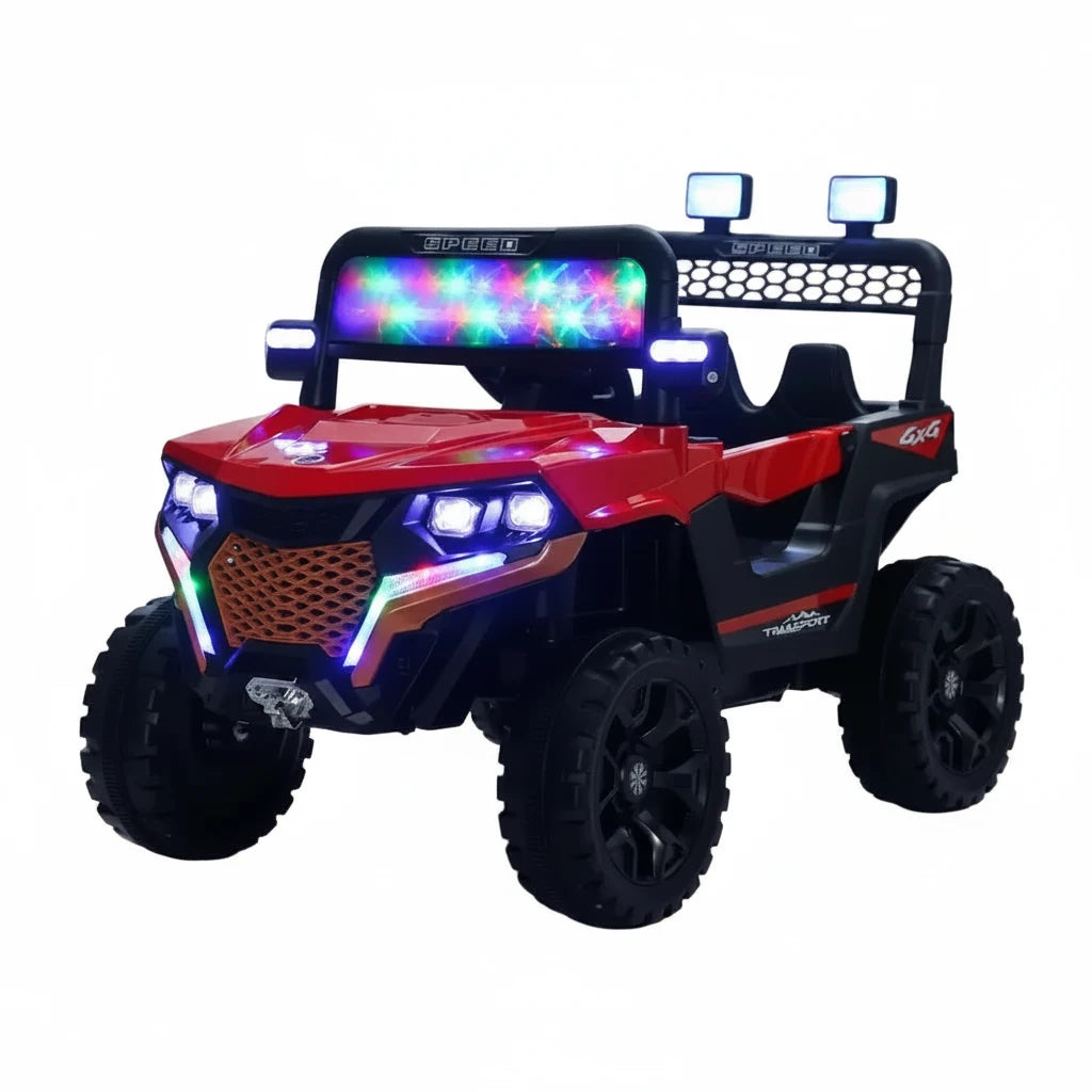 Buggy Électrique Enfant 12V  – Double Moteur, LED & MP3 – De 2 à 5 Ans - Rouge