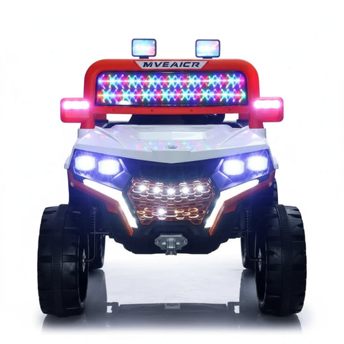 Buggy Électrique Enfant 12V  – Double Moteur, LED & MP3 – De 2 à 5 Ans - Blanc