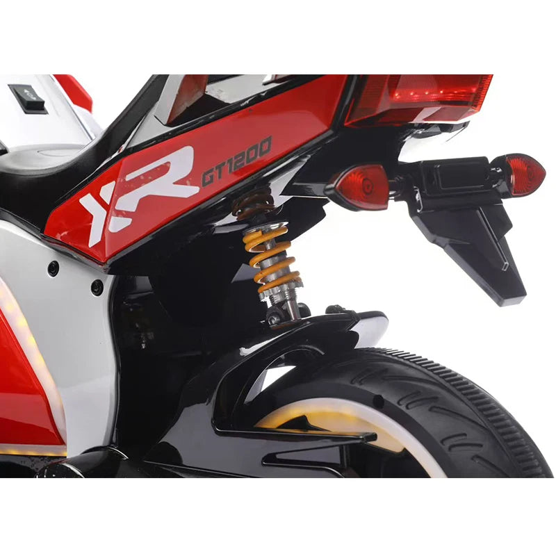 Moto Électrique Sportive RR 12V pour Enfant avec Roues de Stabilité - Rouge