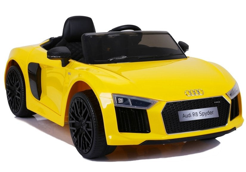Voiture Électrique Audi R8 12V Jaune – Roues EVA, Lumières LED & Musique