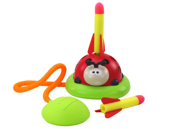Coccinelle Sportive 3-en-1 pour Enfants – Corde à Sauter Automatique, Jeu de Lancer & Lance-Fusées | Jouet Extérieur Multifonction