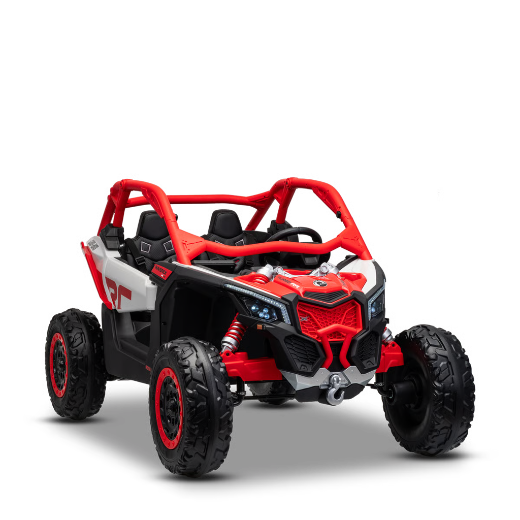 Buggy Électrique Enfant 24V Style Tout-Terrain – Rouge, 2 Places, Télécommande Parentale & Phares LED