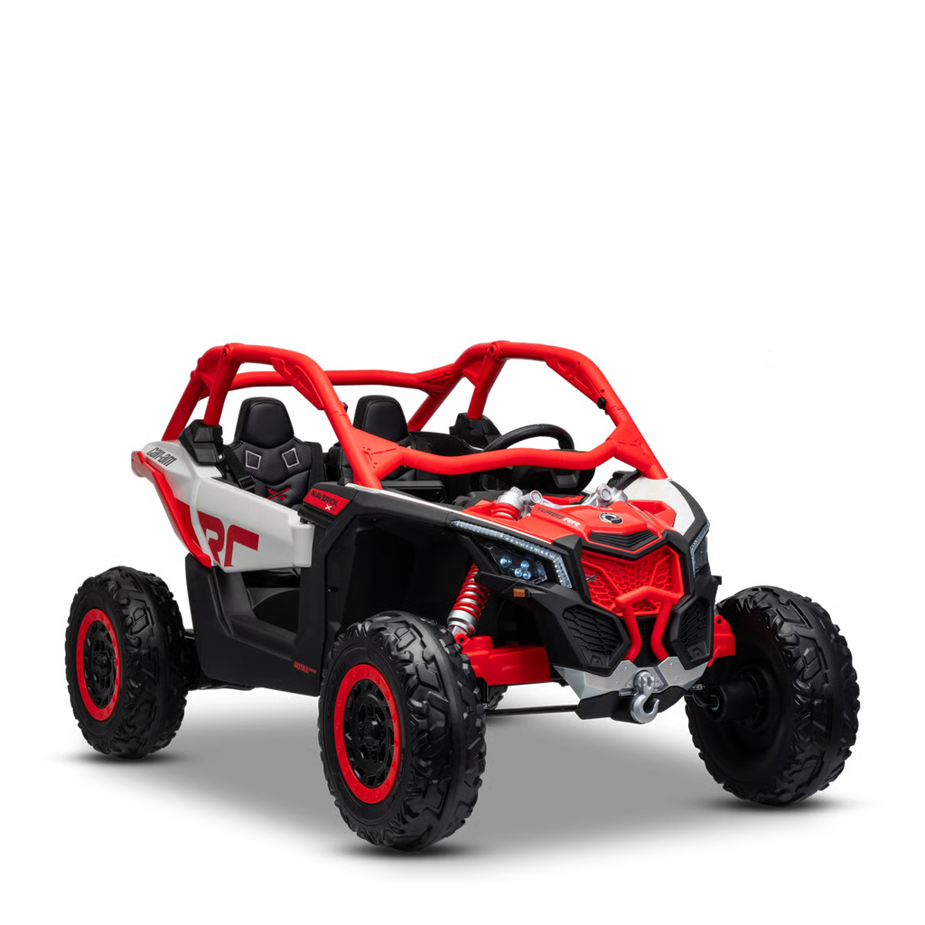 Buggy Électrique Enfant 24V Style Tout-Terrain – Rouge, 2 Places, Télécommande Parentale & Phares LED