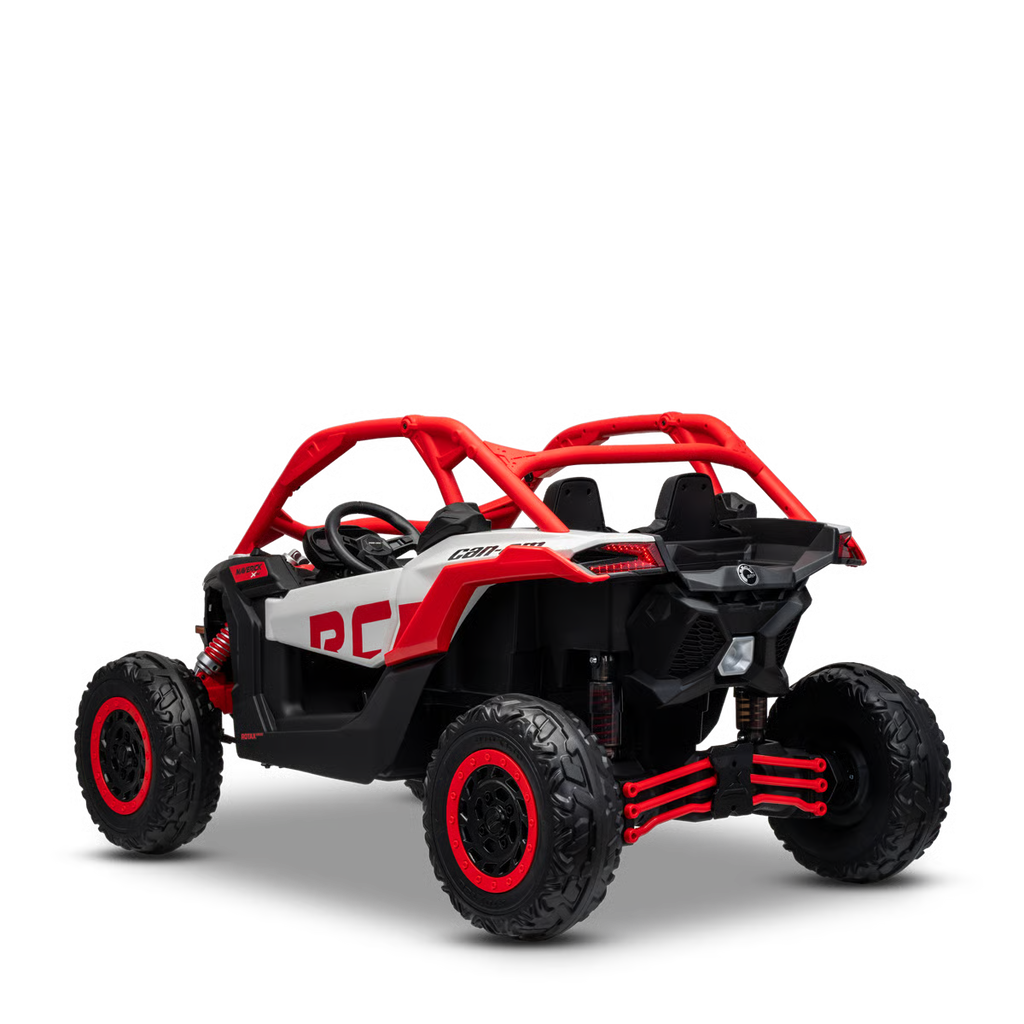 Buggy Électrique Enfant 24V Style Tout-Terrain – Rouge, 2 Places, Télécommande Parentale & Phares LED