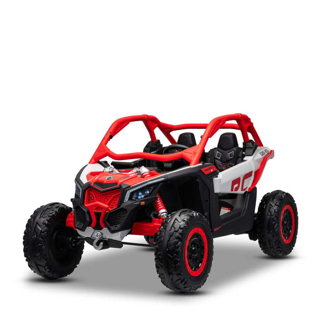 Buggy Électrique Enfant 24V Style Tout-Terrain – Rouge, 2 Places, Télécommande Parentale & Phares LED