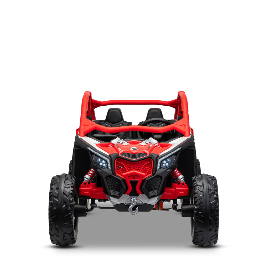 Buggy Électrique Enfant 24V Style Tout-Terrain – Rouge, 2 Places, Télécommande Parentale & Phares LED