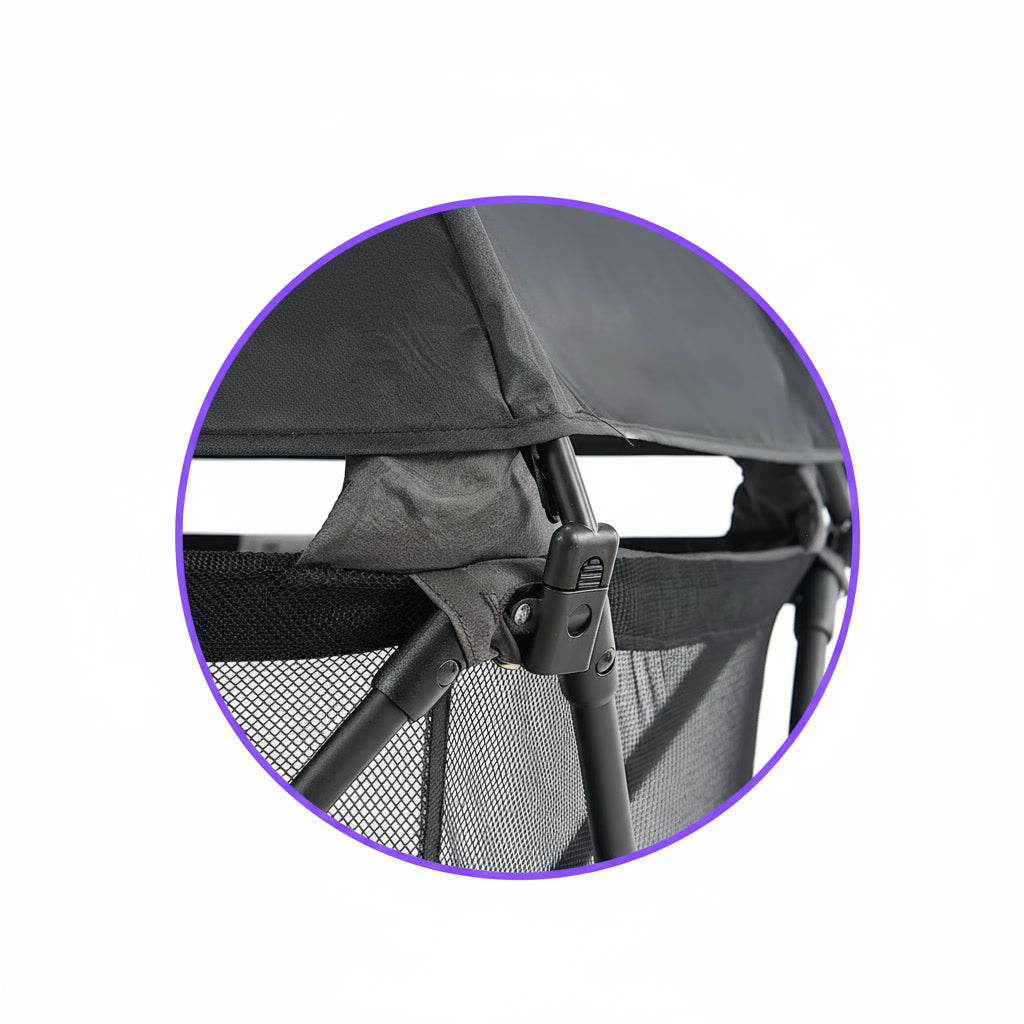 Parc pour bébé hexagonal noir – portable et pliable, pratique et sécurisé pour les bébés.
