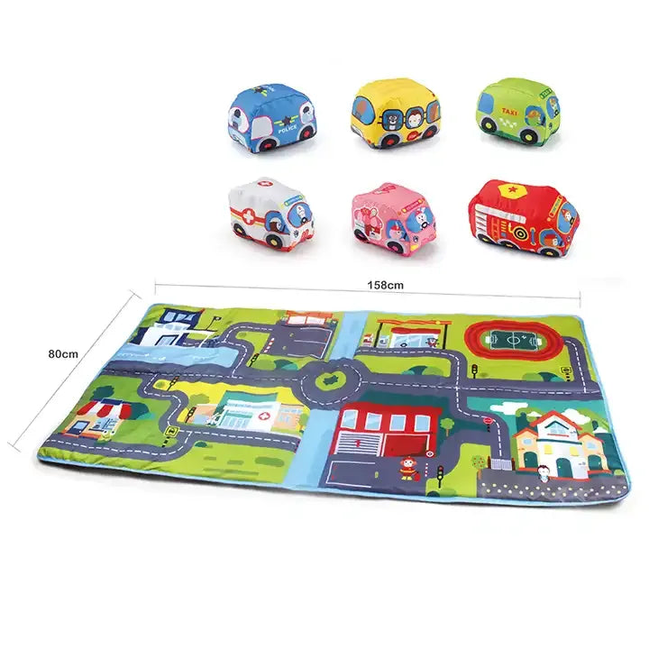 Tapis Circuit avec Voiturette en Tissu – Game Carpet Huanger