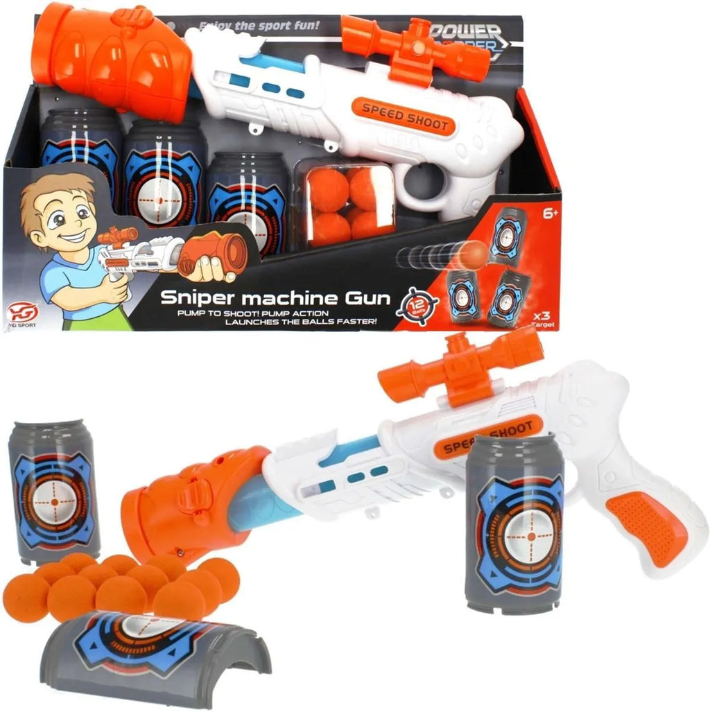 Fusil à Pompe "Power Popper" – Lanceur de Balles en Mousse (Kit de Tir avec 3 Cibles)