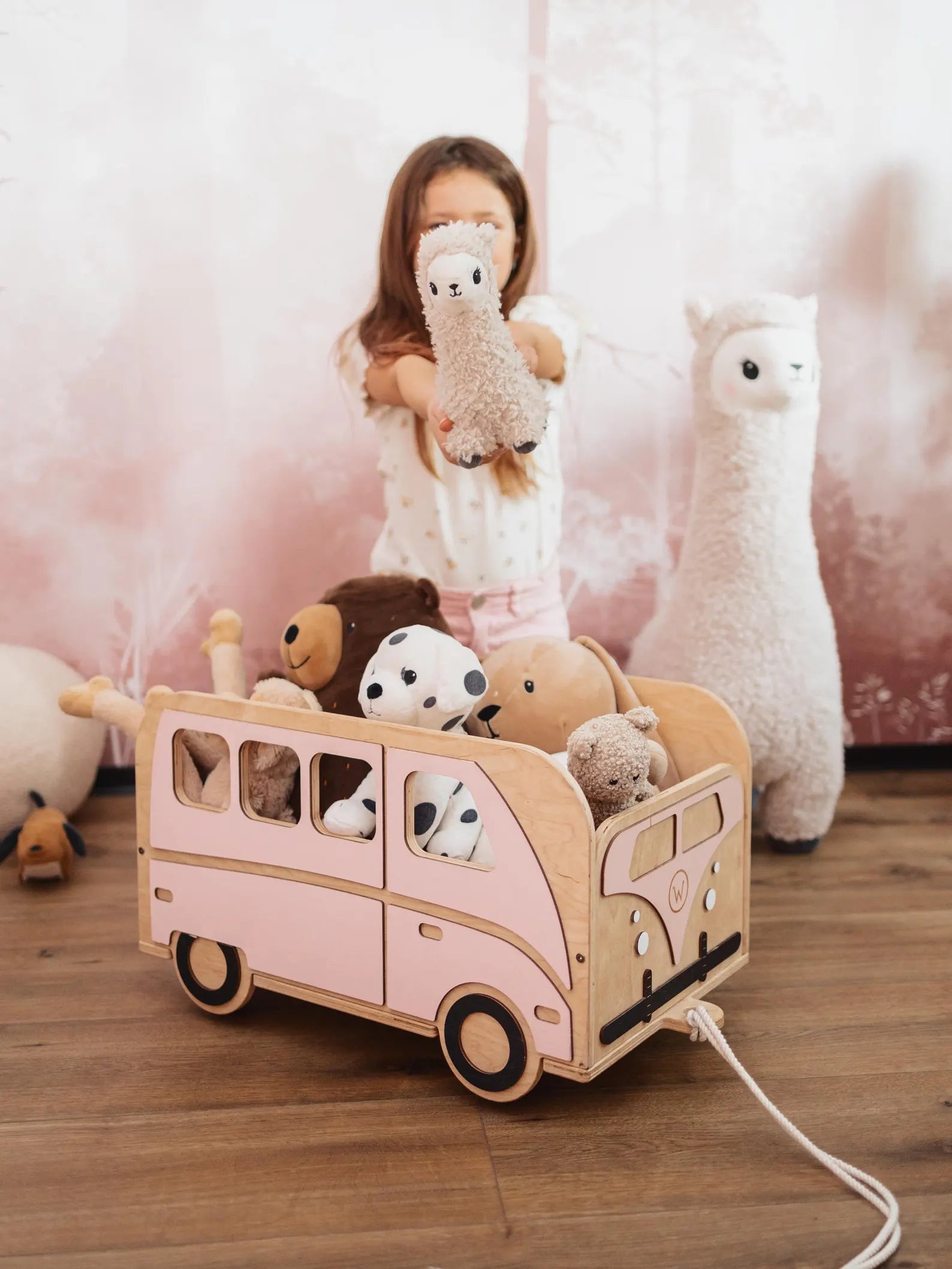 Coffre à Jouets Voiture Personnalisé – Bois Naturel & Roulettes