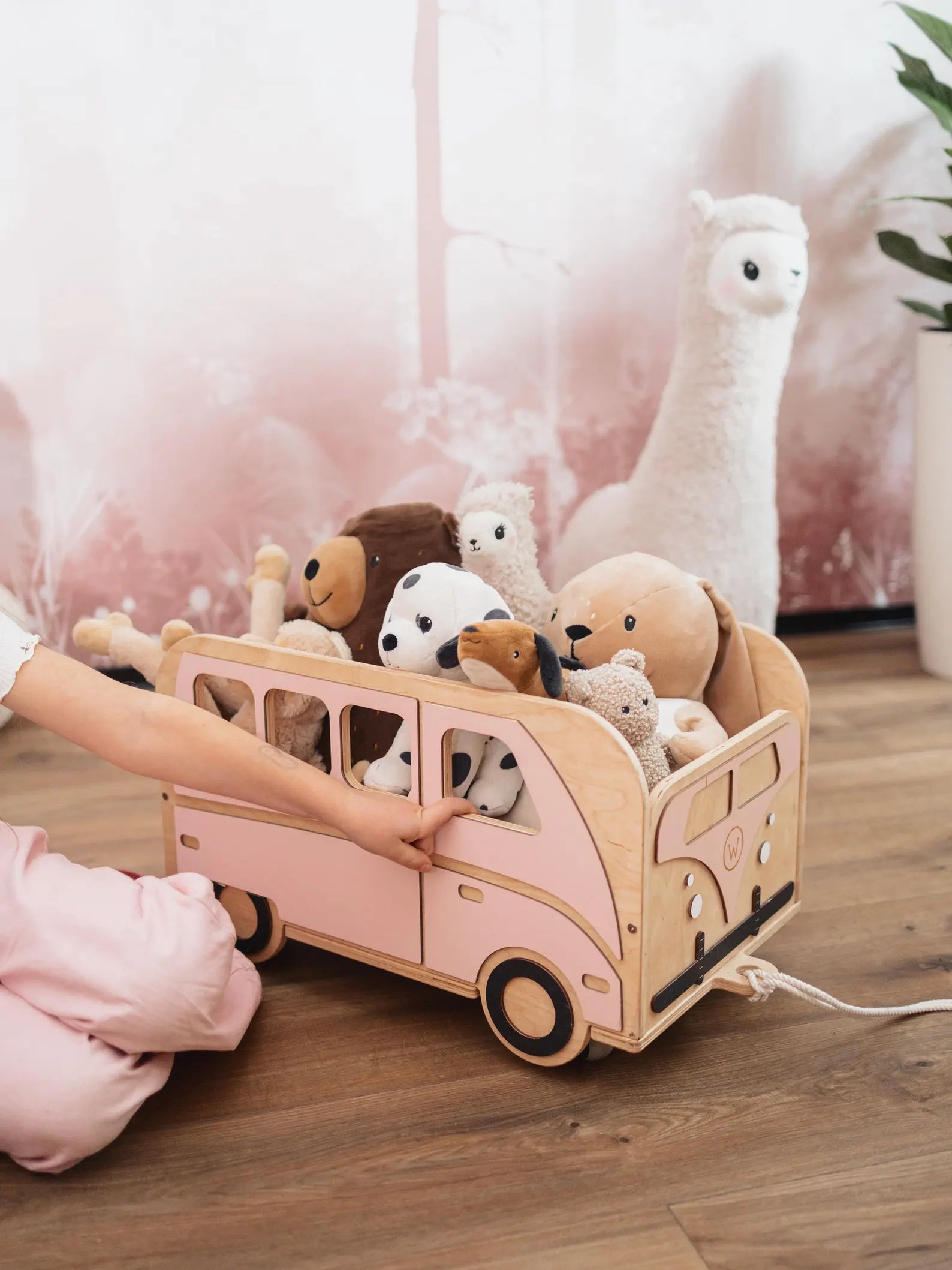 Coffre à Jouets Voiture Personnalisé – Bois Naturel & Roulettes