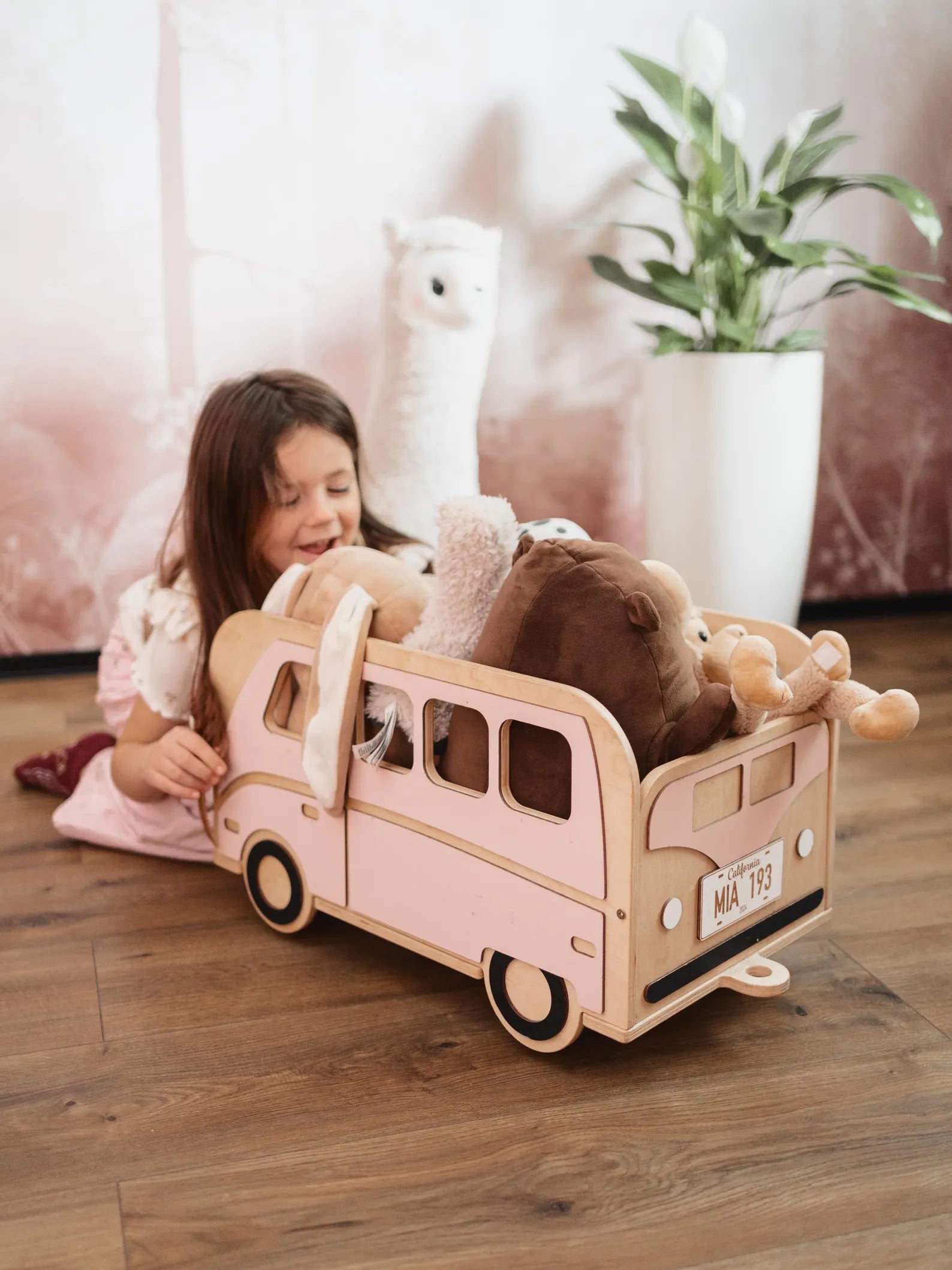 Coffre à Jouets Voiture Personnalisé – Bois Naturel & Roulettes