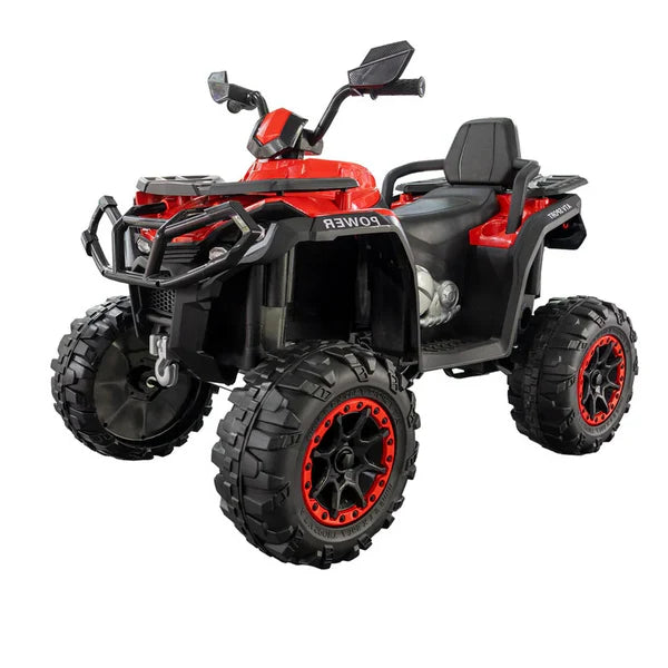 Quad Électrique Enfant Tout-Terrain Rouge & Noir – Style Aventure avec Grandes Roues