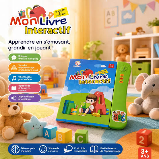 Livre Interactif Bilingue Français-Anglais – 3 Modes et 10 Chansons dès 3 Ans