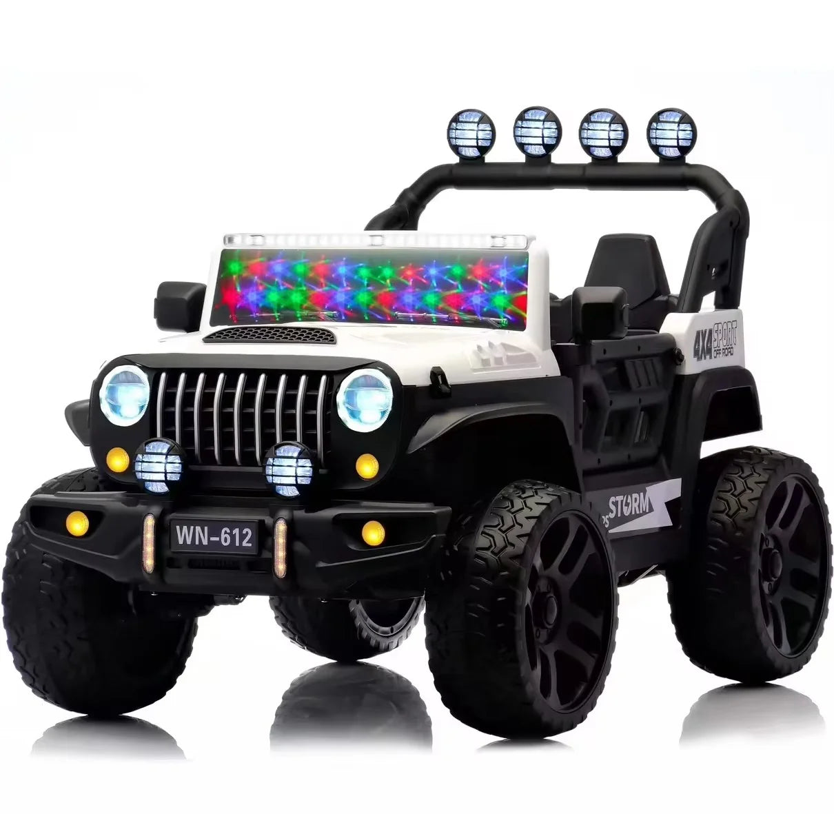 Jeep 4x4 2 Places 12V pour Enfants – 4 Moteurs, Télécommande | 1 à 10 Ans - Blanc