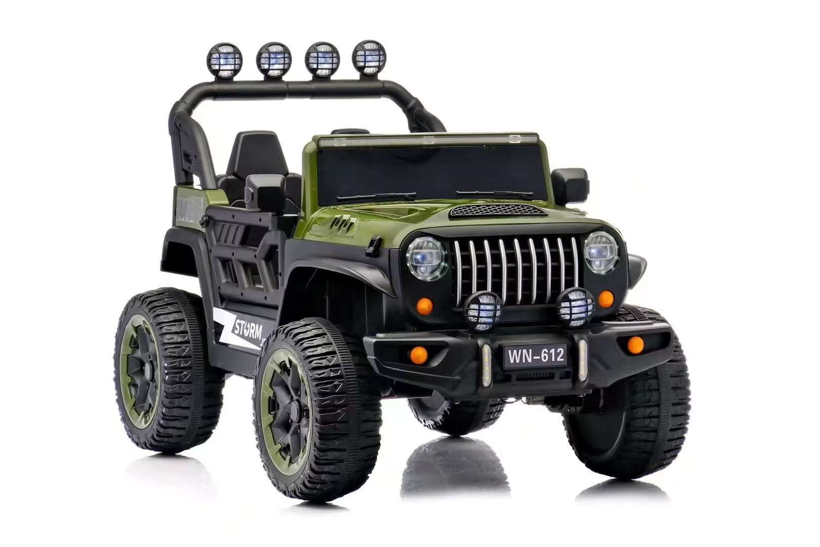 Voiture Électrique Jeep 4x4 2 Places 12V pour Enfants – 4 Moteurs, Télécommande | 1 à 10 Ans blanc - Vert)