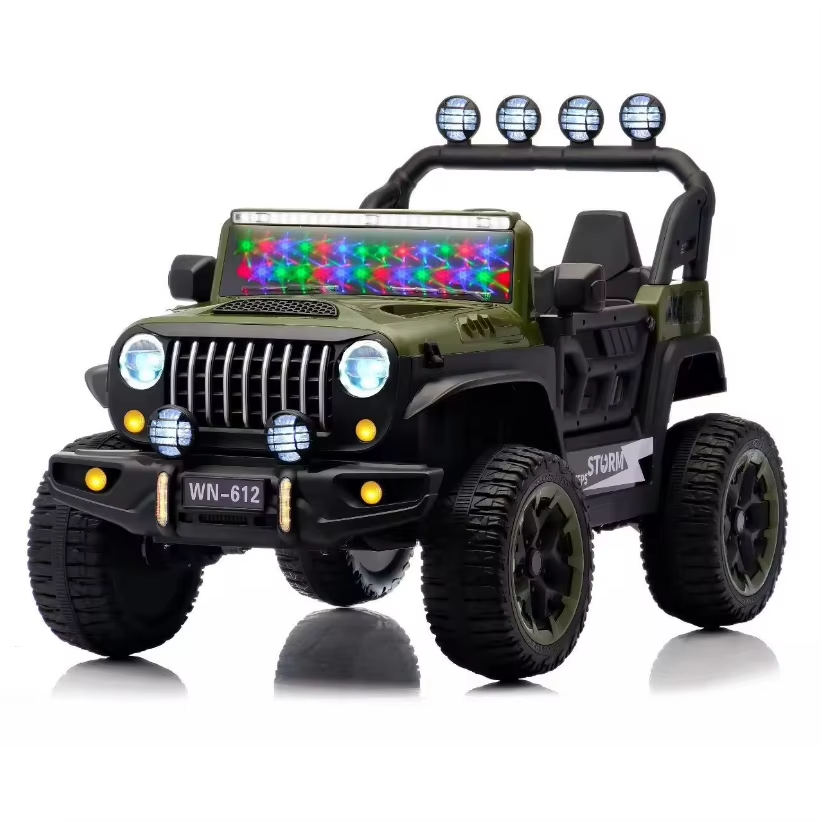 Voiture Électrique Jeep 4x4 2 Places 12V pour Enfants – 4 Moteurs, Télécommande | 1 à 10 Ans blanc - Vert)