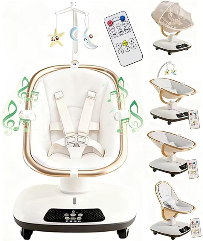 Balancelle Bébé Électrique Biege  Confort Premium avec Télécommande