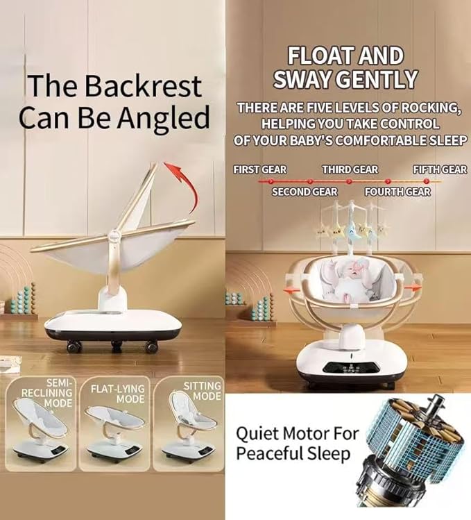 Balancelle Bébé Électrique Biege  Confort Premium avec Télécommande