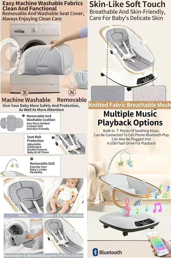 Balancelle Bébé Électrique Biege  Confort Premium avec Télécommande