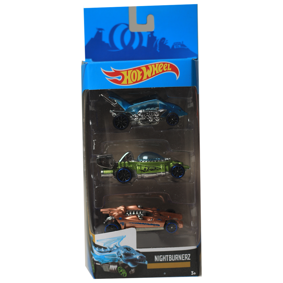 Coffret de 3 véhicules Hot Wheels moulés sous pression à l'échelle 1:64.