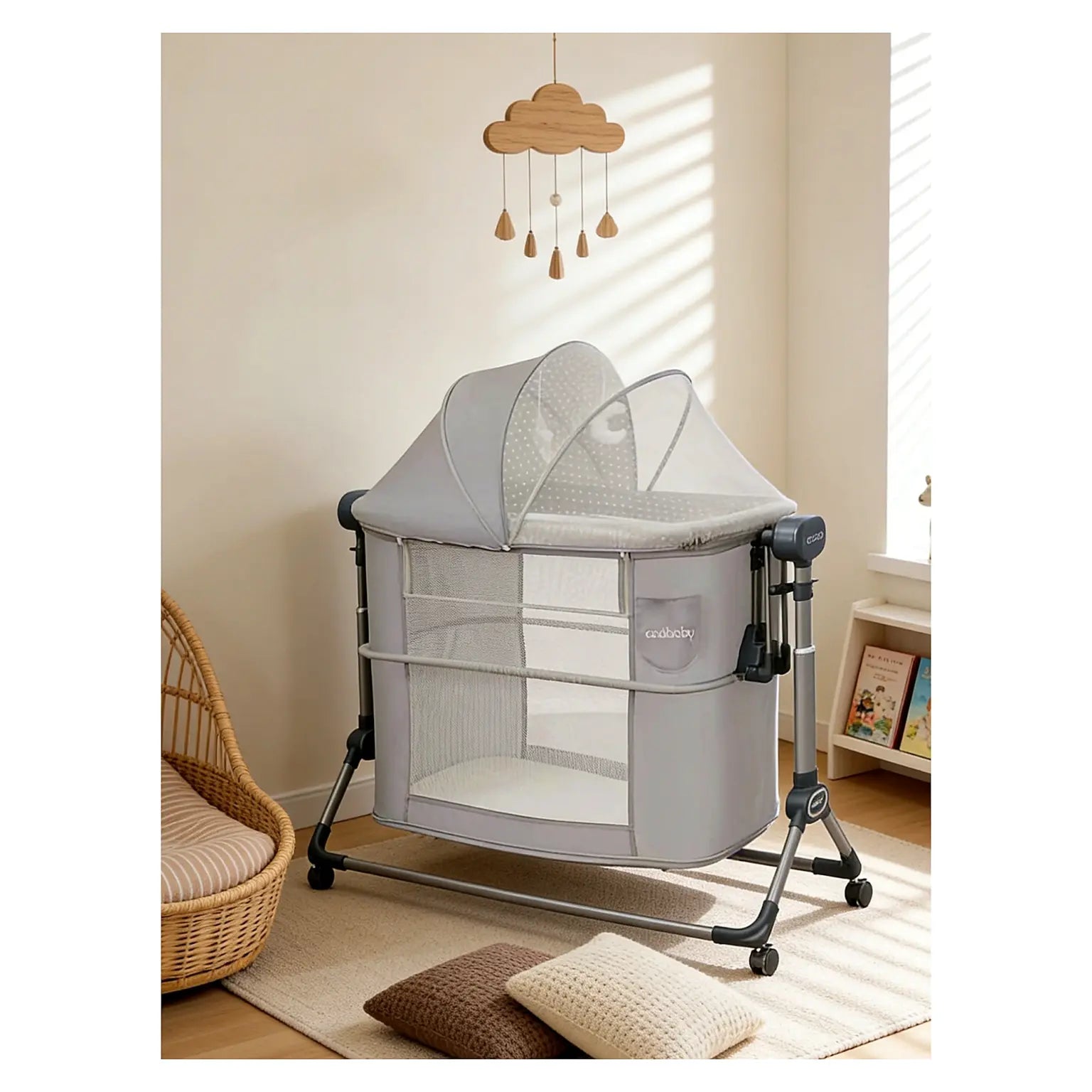Berceau Cododo Électrique 3 en 1 Coolbaby – Dès la Naissance, Hauteur Réglable et Moustiquaire
