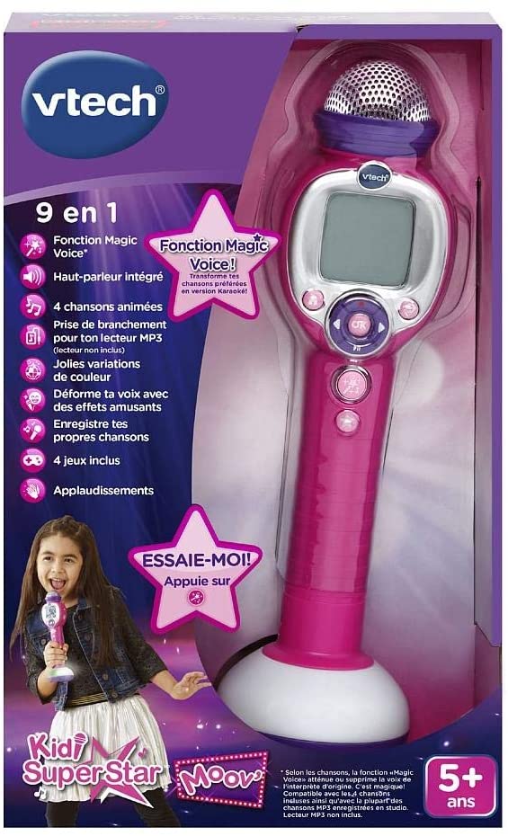 Micro Karaoké Enfant VTech Kidi SuperStar Rose – Effets Voix, Lumières & Jeux – Dès 5 Ans