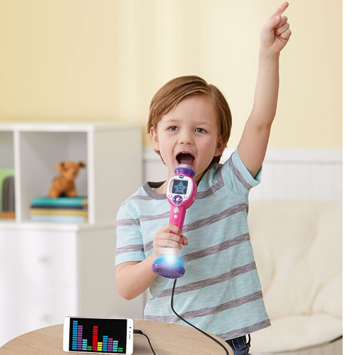 Micro Karaoké Enfant VTech Kidi SuperStar Rose – Effets Voix, Lumières & Jeux – Dès 5 Ans