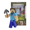 Figurine articulée Minecraft Steve avec une épée pixélisée.