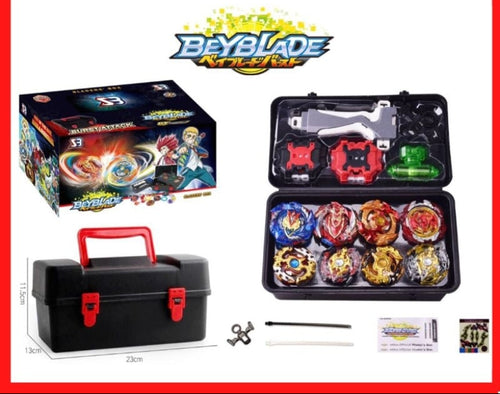 Coffret Beyblade Burst Evolution Metal Fusion de 8 toupies avec 3 lanceurs