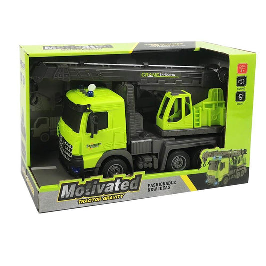 Camion Grue Enfant 34 cm – Flèche Mobile, Rotation 360°, Lumières & Sons