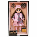 Poupée interactive Cufan Pretty Girl portant une robe à fleurs, un gilet rose et un bonnet en tricot assorti