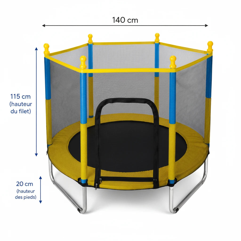 Trampoline Enfant 140 cm avec Filet de Sécurité – Stable, Résistant & Amusant
