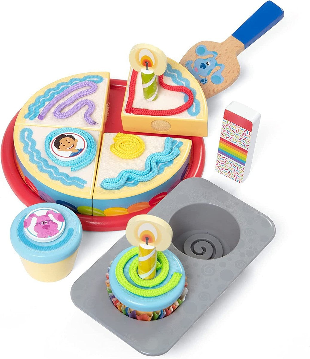 les indices et vous de Melissa & Doug Blue ! Ensemble de jeu de fête d'anniversaire en bois